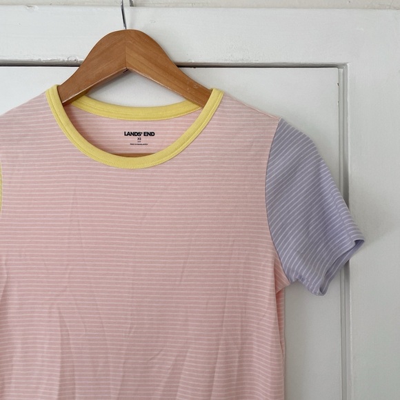 Lands’ End Striped T Shirt Pastel Colorblock Striped T-Shirt Size S* (2-4) NWOT - Picture 2 of 4